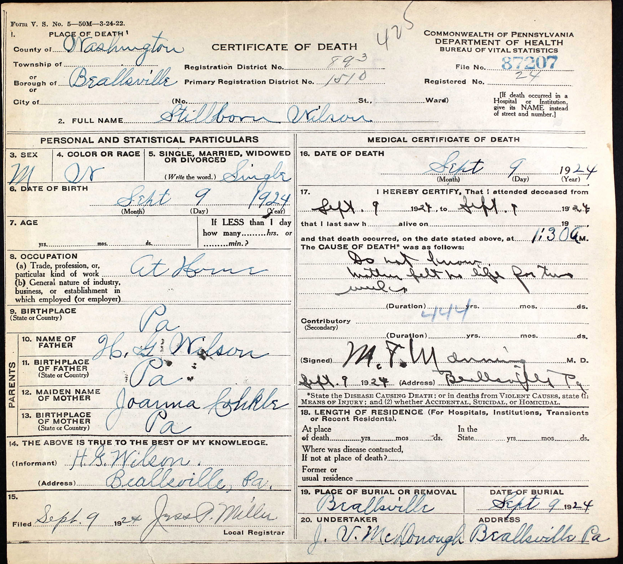 death certificate